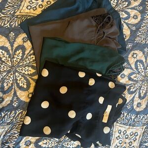 LOFT Women's Blouse - Navy Polka Dot, Green, Grey with Lace, Teal with buttons.